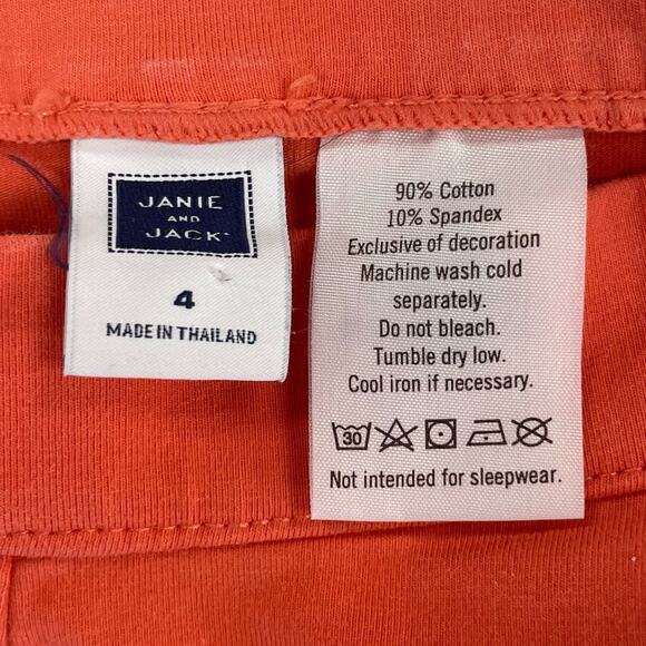 Janie and Jack Ruffle Hem Side Stripe Pull On Legging Pants Orange Girls 4 - Picture 3 of 3